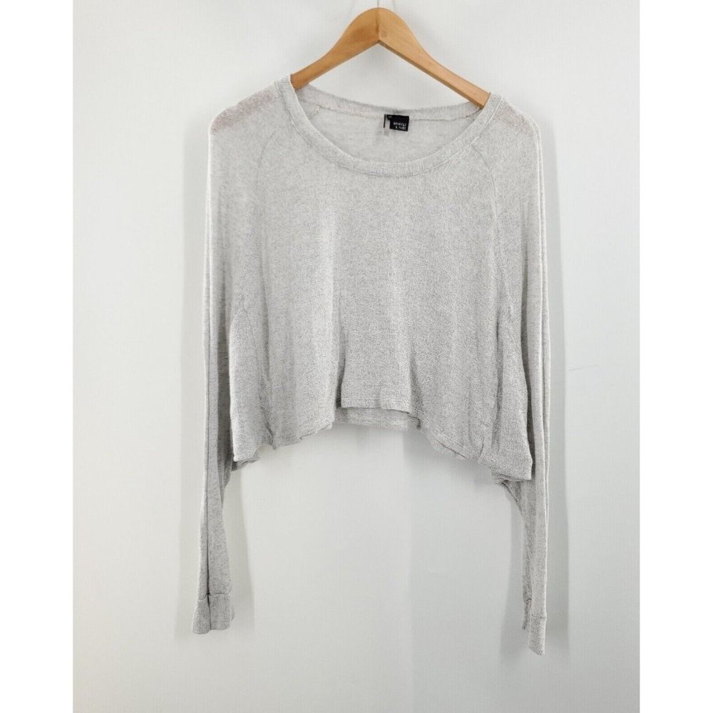 Sparkle & Fade Women's Grey Cropped Long Sleeve Size M